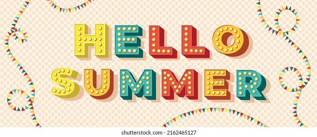 hello summer amazing text style typography banner design with colorful background.
