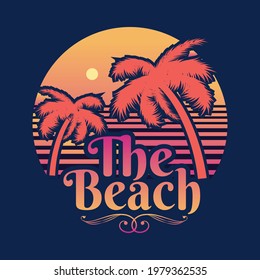 Hello summer artwork –The beach enjoy time and sunest california t-shirt apparel trendy heppy feel vector art design.