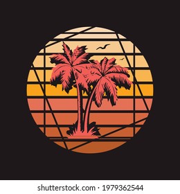 Hello summer artwork –The beach enjoy time and sunest california t-shirt apparel trendy heppy feel vector art design.