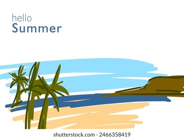 hello Summer. Background banner design. Posters, greeting cards, for websites, social media