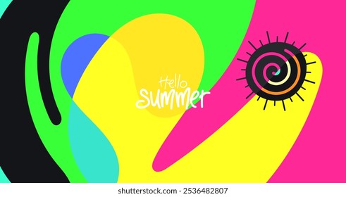 Hola fondo de verano para diseño de Anuncio, póster, diseño, tarjeta de felicitación, folleto, digital, Plantilla. ilustración Vector