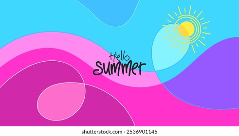 hello summer background for banner design, poster, greeting card template, layout, brochura, digital, ilustração vetorial
