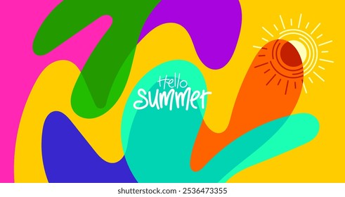 hello summer background for banner, poster design, layout, greeting card, brochure, digital, template. vector illustration