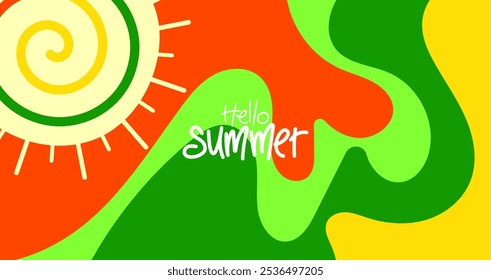 hello summer background for banner, poster, layout, greeting card, brochure design, digital, template. vector illustration