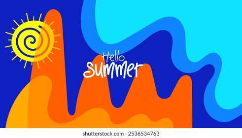 hello summer background for banner, poster, greeting card, layout, brochure template, digital, vector illustration design