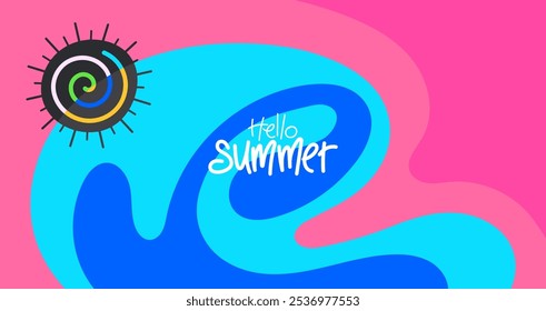 hello summer background for banner, poster, greeting card template design style, layout, brochure, digital, vector illustration