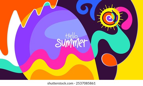 hallo sommer hintergrund für banner, plakat, grußkartenvorlage stil, layout, broschüre, digital, vektorgrafik design