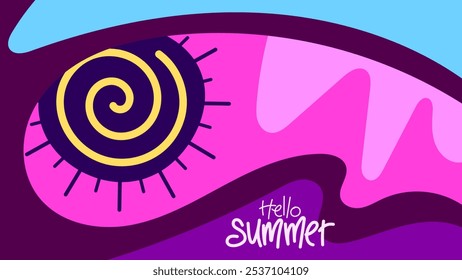 fundo de verão de saudação para banner, cartaz, modelo de cartão de saudação, layout, brochura, digital, design de ilustração estilo vetor