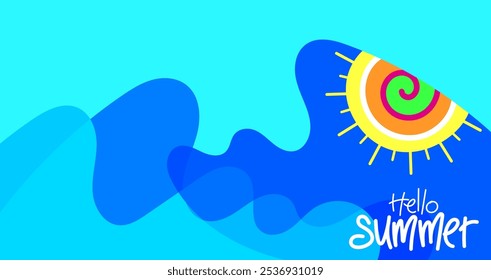 hello summer background for banner style, poster design, greeting card template, layout, brochure, digital, vector illustration