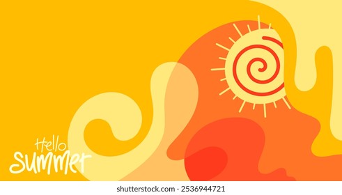 Hola fondo de verano para diseño de estilo de Anuncio, cartel, Plantilla de tarjeta de felicitación, diseño, folleto, digital, Ilustración vectorial