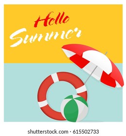 Hello summer. Background Beach ball, vector, illustration