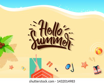 Hello summer background beach design