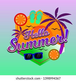 Hello summer background with beach elements