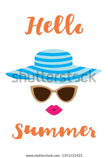 Hello Summer Background Beach Hat 