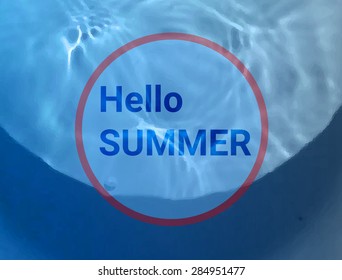 Hello summer. background blue water in the pool, sea, ocean. vector illustration