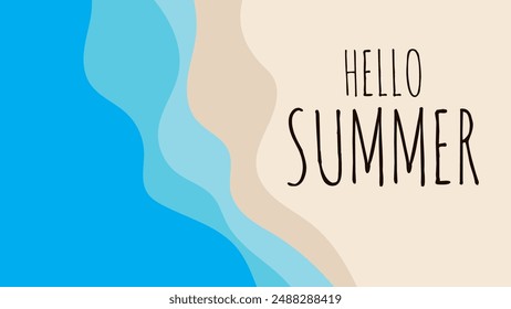 HELLO SUMMER BACKGROUND BRIGHT ABSTRACT HANDDRAWN SHAPE FLAT PASTEL COLORFUL DESIGN VECTOR. GODD FOR FLYER, BANNERS, PRINT, WEBSITE, WALLPAPER, COVER DESIGN, GREETING CARD
