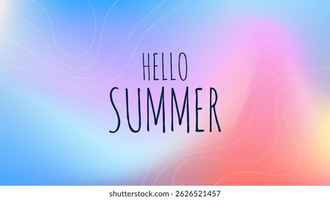 HELLO SUMMER BACKGROUND BRIGHT ABSTRACT GRADIENT MESH COLORFUL DESIGN VECTOR. GODD FOR FLYER, BANNERS, PRINT, WEBSITE, WALLPAPER, COVER DESIGN, GREETING CARD