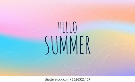 HELLO SUMMER BACKGROUND BRIGHT ABSTRACT GRADIENT MESH COLORFUL DESIGN VECTOR. GODD FOR FLYER, BANNERS, PRINT, WEBSITE, WALLPAPER, COVER DESIGN, GREETING CARD