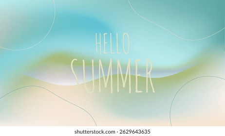 HELLO SUMMER BACKGROUND BRIGHT ABSTRACT GRADIENT MESH COLORFUL DESIGN VECTOR. GODD FOR FLYER, BANNERS, PRINT, WEBSITE, WALLPAPER, COVER DESIGN, GREETING CARD