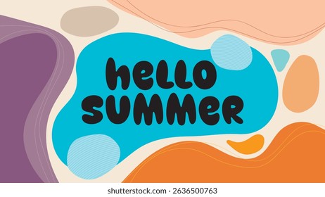 HOLA FONDO DE VERANO BRILLANTE ABSTRACTAS DIBUJADO A MANO FORMA PLANA PASTEL COLORIDO VECTOR DE DISEÑO. DIOS PARA EL VOLANTE, ANUNCIOS, IMPRIMIR, SITIO WEB, FONDO DE PANTALLA, DISEÑO DE LA CUBIERTA, TARJETA DE FELICITACIÓN
