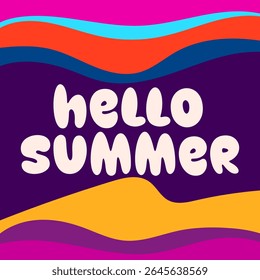 HELLO SUMMER BACKGROUND BRIGHT ABSTRACT FLAT COLORFUL WITH GRUNGE DESIGN VECTOR. GODD FOR FLYER, BANNERS, PRINT, WEBSITE, WALLPAPER, COVER DESIGN, GREETING CARD