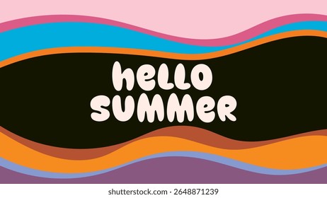 HELLO SUMMER BACKGROUND BRIGHT ABSTRACT HANDDRAWN SHAPE FLAT PASTEL COLORFUL DESIGN VECTOR. GODD FOR FLYER, BANNERS, PRINT, WEBSITE, WALLPAPER, COVER DESIGN, GREETING CARD