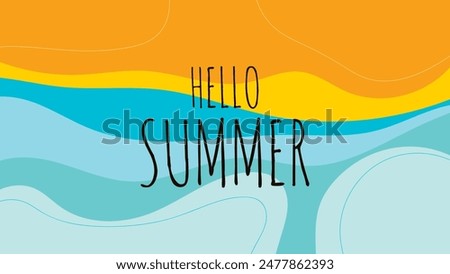 HELLO SUMMER BACKGROUND BRIGHT ABSTRACT HANDDRAWN SHAPE FLAT PASTEL COLORFUL DESIGN VECTOR. GODD FOR FLYER, BANNERS, PRINT, WEBSITE, WALLPAPER, COVER DESIGN, GREETING CARD