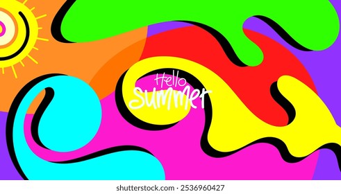 hello summer background design for banner, poster, greeting card template, layout, brochure, digital, vector