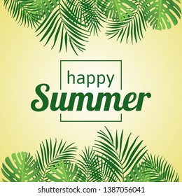 Hello summer background design and decoration with beach element