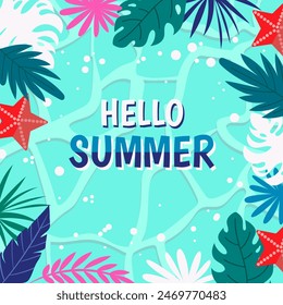 Hello Summer Background with Floral