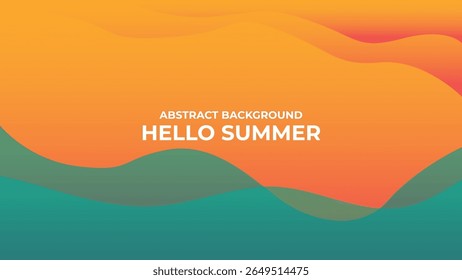 Hello Summer Fundo gradiente cor laranja . design com forma líquida e linha. Gradiente abstrato