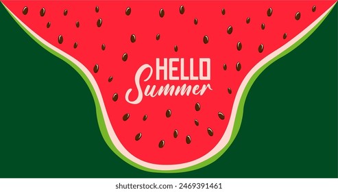 hola verano. ilustración de fondo diseño de Ilustración vectorial de fruta de sandía.