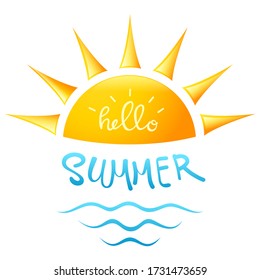 Hello summer background isolated on white
