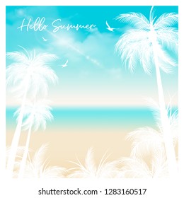 hello summer background with hello summer lettering vector illustration