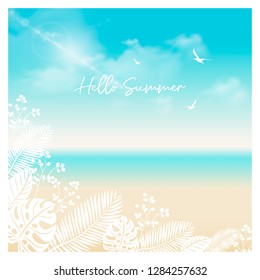hello summer background with hello summer lettering vector illustration