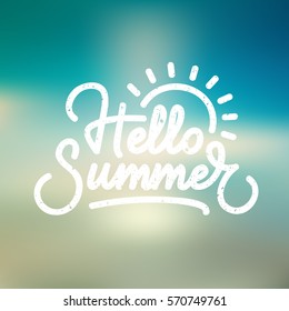 "Hello Summer" background. Original vector typography. Esp10 format.