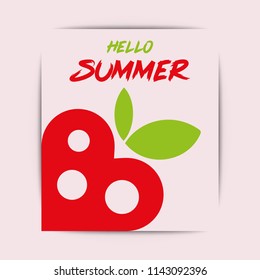 Hello summer background with Strawberries