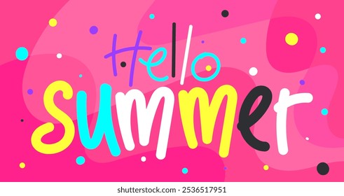 Hola texto de fondo de verano para el Anuncio, cartel, diseño, tarjeta de felicitación, folleto, digital, Plantilla. Ilustración vectorial