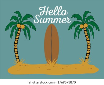 HELLO SUMMER BACKGROUND VECTOR DESIGN