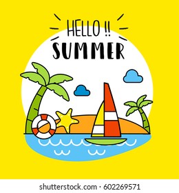 Hello Summer Background. Vector Illustration