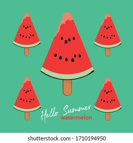 Hello summer background,watermelon ice cream,Vector illustration