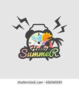 Hello Summer Badge Design Vector Illustration