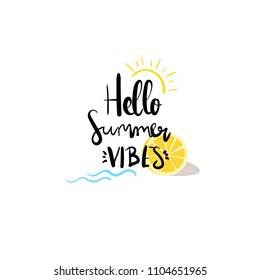 hello summer badge Isolated Typographic Design Label. Season Holidays lettering for logo,Templates, invitation, greeting card, prints and posters.