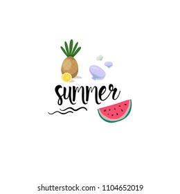 Hallo Sommer Badge Isolated Typografische Design Label. Feiertagsschreiben für Logo, Vorlagen, Einladung, Grußkarte, Drucke und Poster.