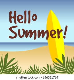 hello summer banner background template vector