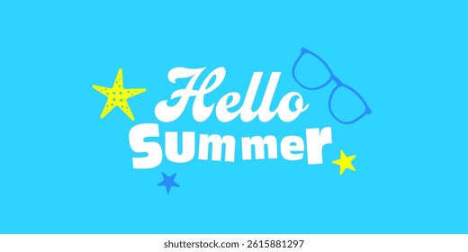 Hello Summer banner. Beach banner