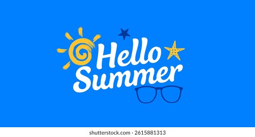 Hello Summer banner. Beach banner