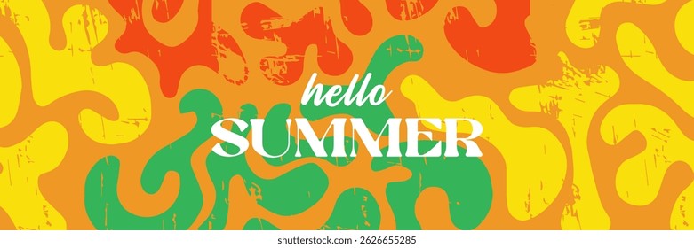 Hello Summer сolorful banner design. Modern abstract art design