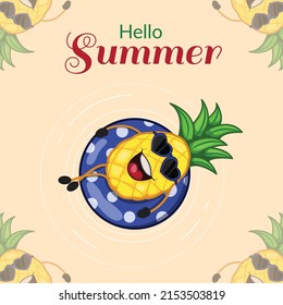 Hello summer banner design template.