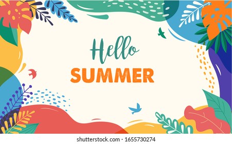 Hello Summer banner design with vintage colors